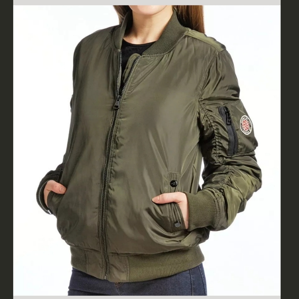 MADDEN GIRL ruched Satin Bomber Flight Jacket PLUS sz 2X nwt